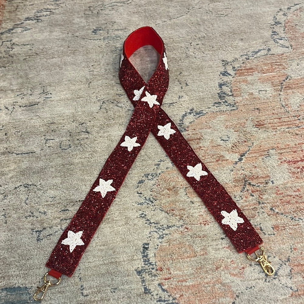 Red Beaded Strap W/White Stars